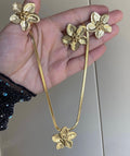 Ensemble bijoux fleurs acier inoxydable